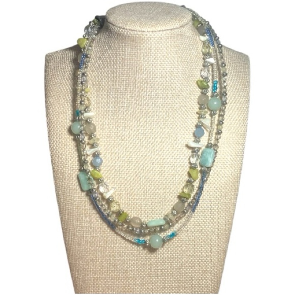 Lia Sophia "Anthology" Multi-Strand Necklace W/ Amazonite & Mother-Of-Pearl
